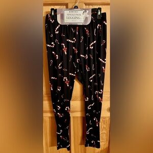 Star Style Black Candy Cane Leggings Women’s Size 1X Christmas Winter Teachers